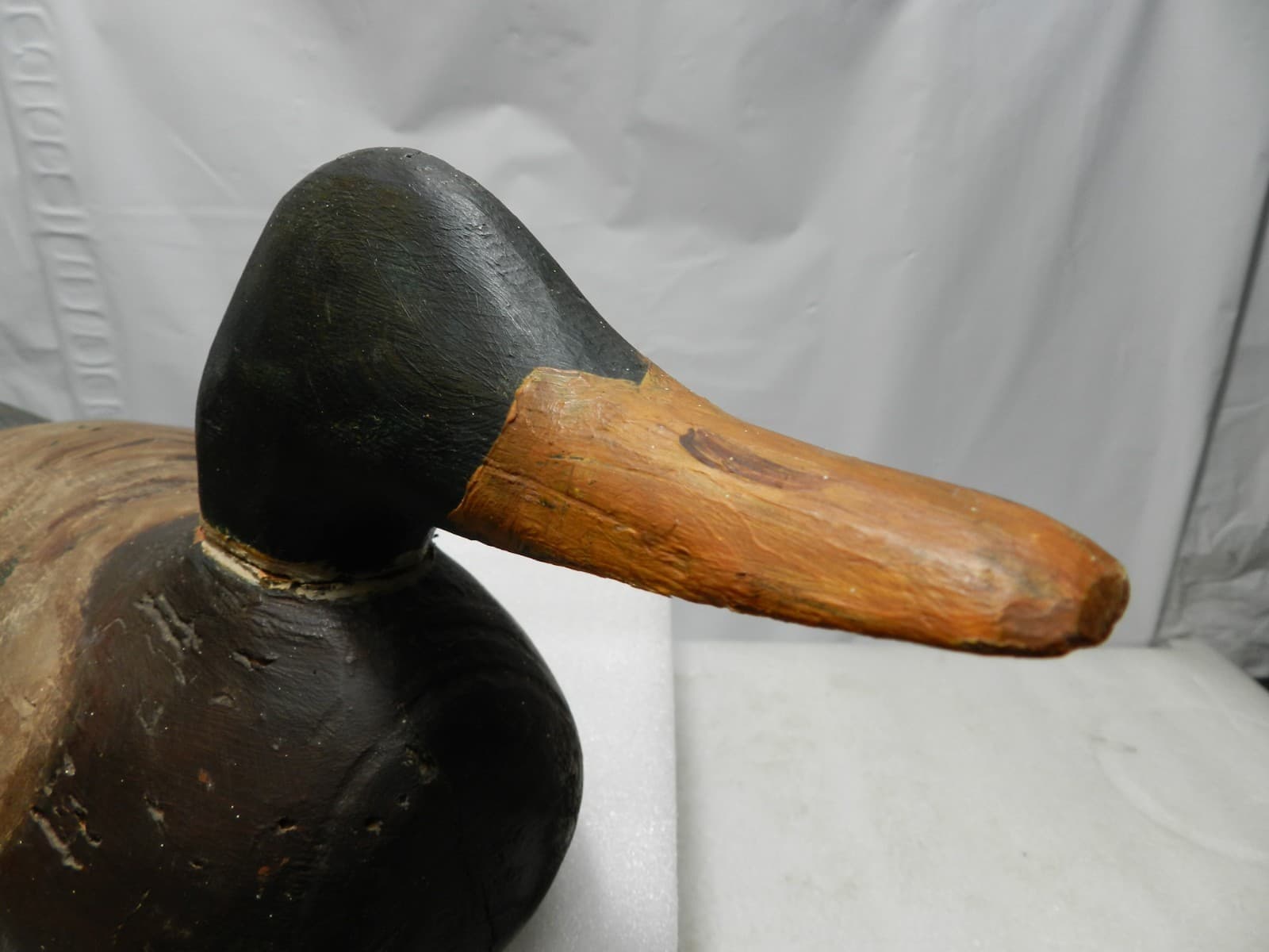 Antique Primitive Weathered Wooden Mallard Duck Decoy 17" Folk Rustic (I93S) - Thumbnail 14
