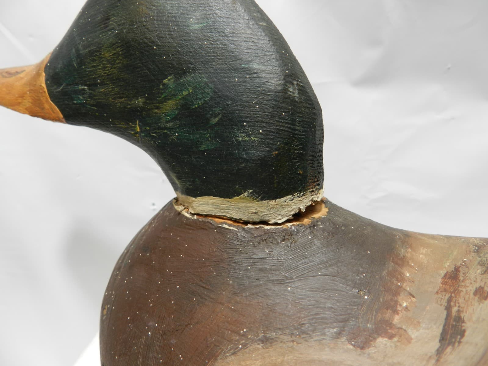 Antique Primitive Weathered Wooden Mallard Duck Decoy 17" Folk Rustic (I93S) - Thumbnail 8