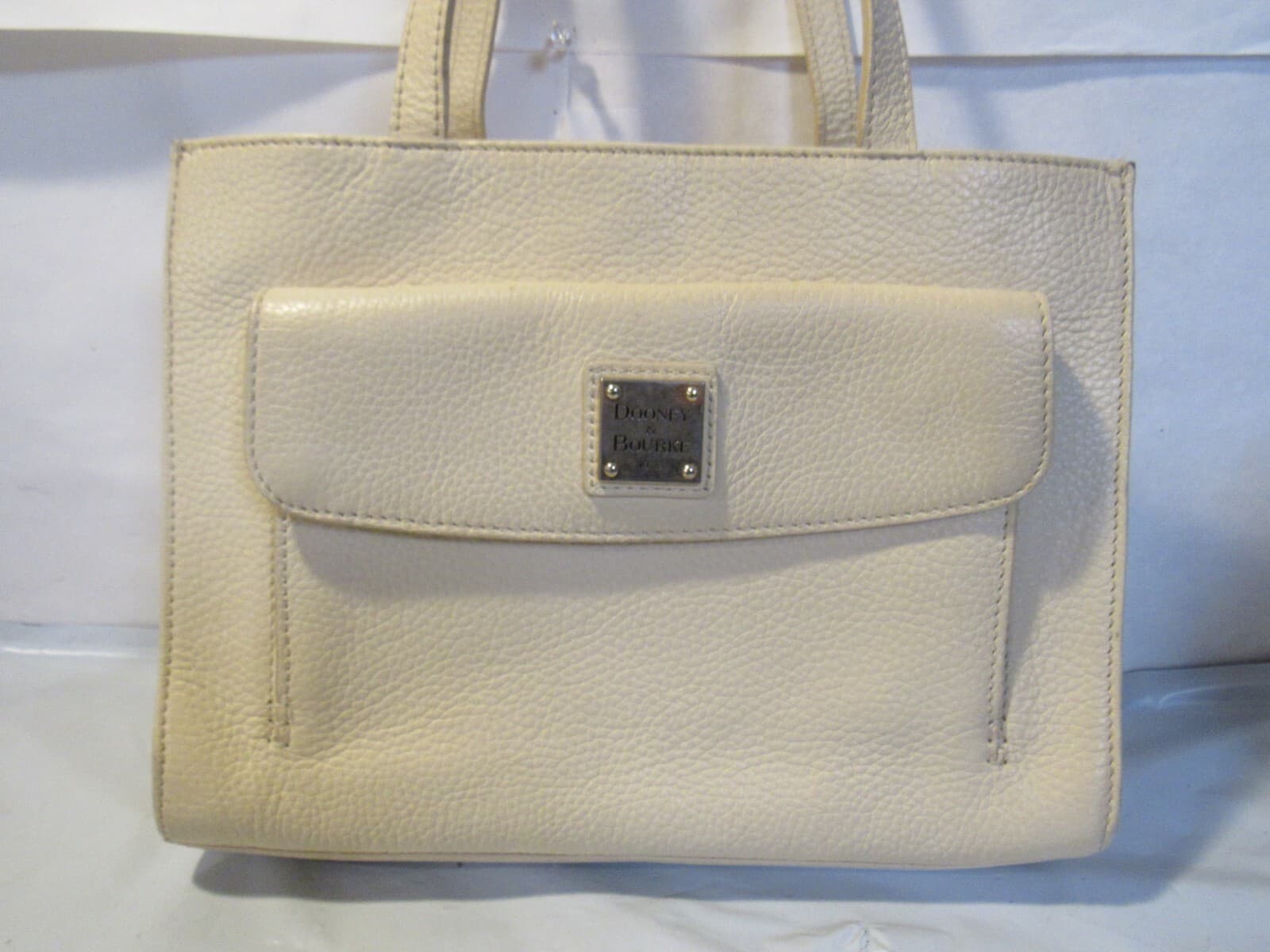 Dooney & Bourke Pebble Grain Handbag Tote Cream Double Strap V20K - Thumbnail 2
