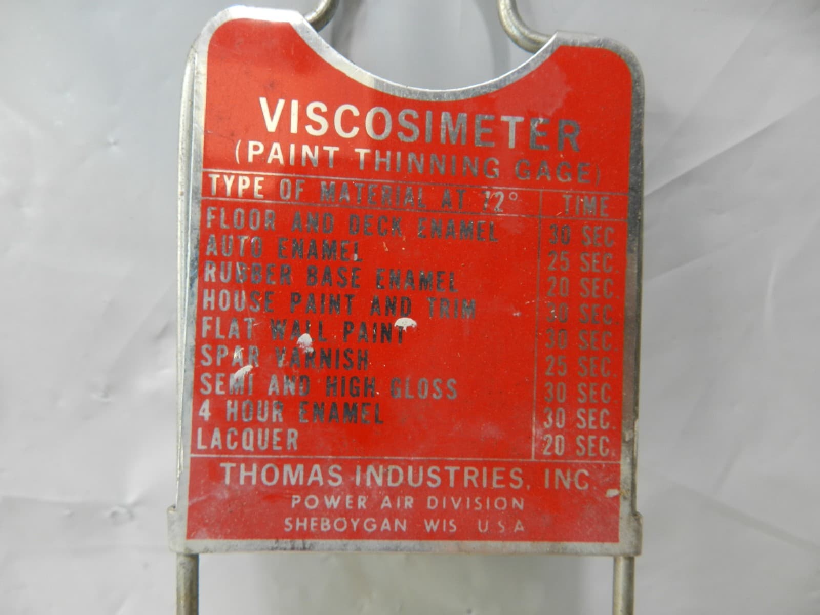 Vintage Paint Viscosimeter Thinning Gauge w/Chart Thomas Industries (J35J - Thumbnail 2