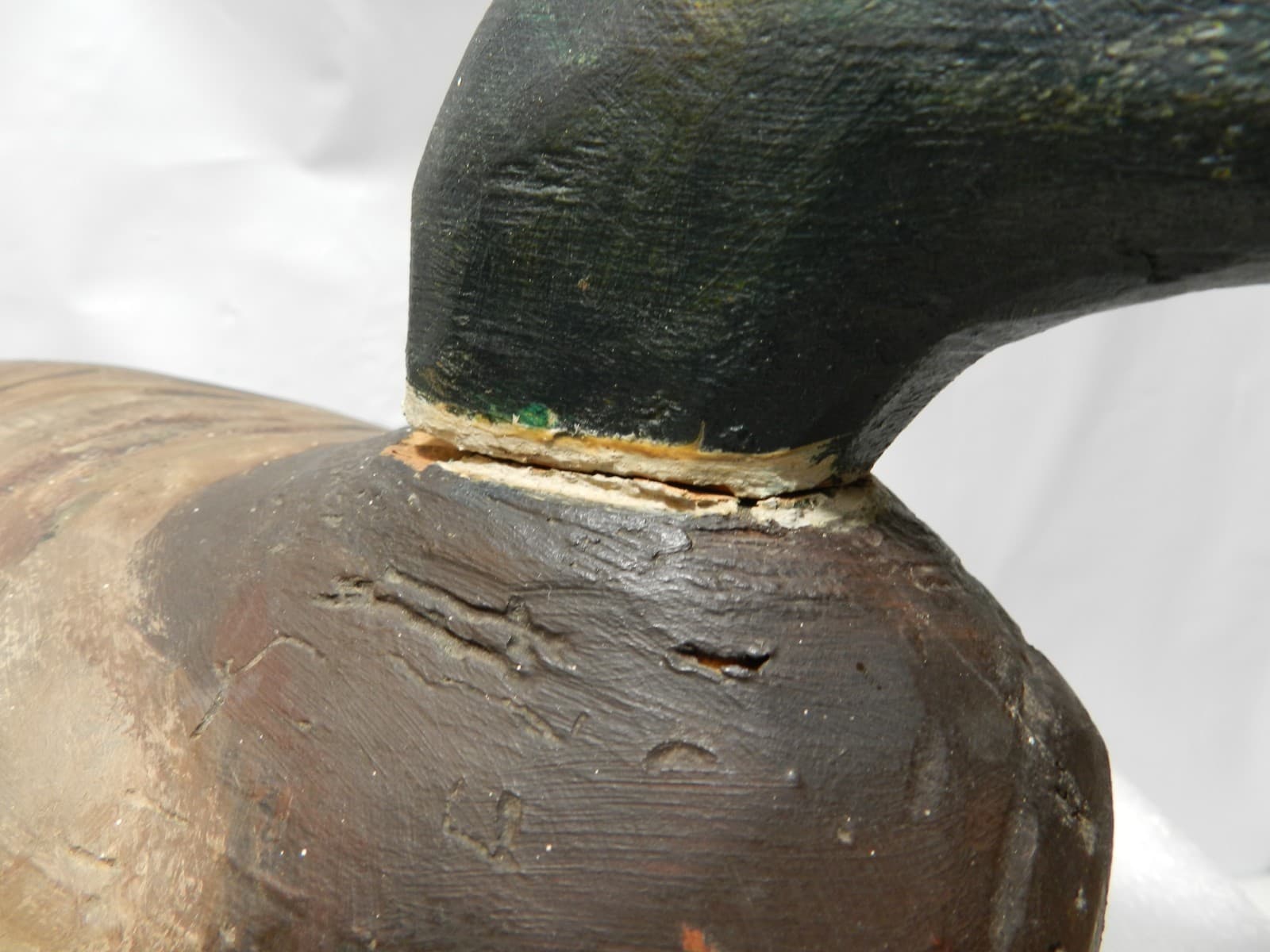 Antique Primitive Weathered Wooden Mallard Duck Decoy 17" Folk Rustic (I93S) - Thumbnail 3