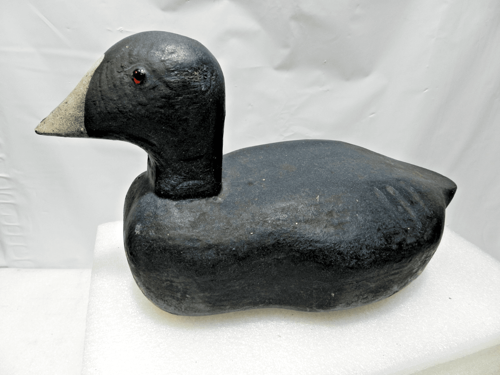 Antique Primitive Wood Carved Coot Duck Decoy w/Glass Eyes Folk Art 12" (I94S) - Thumbnail 4