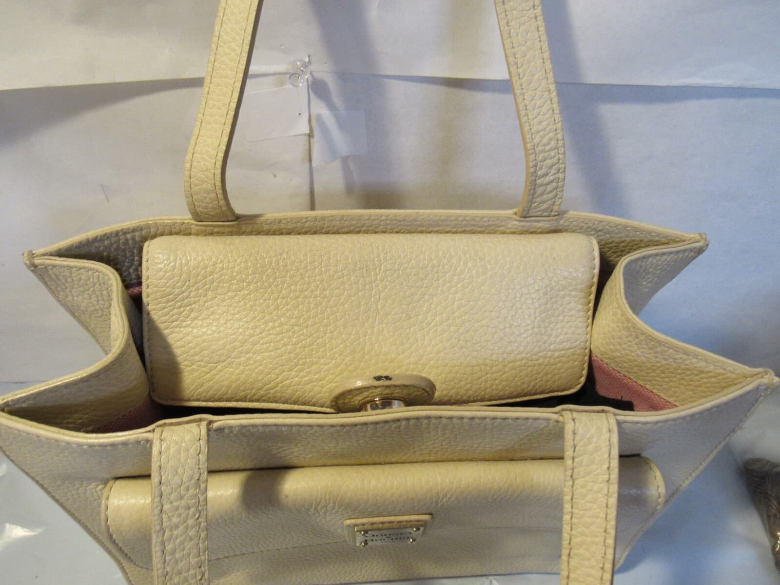 Dooney & Bourke Pebble Grain Handbag Tote Cream Double Strap V20K - Thumbnail 4