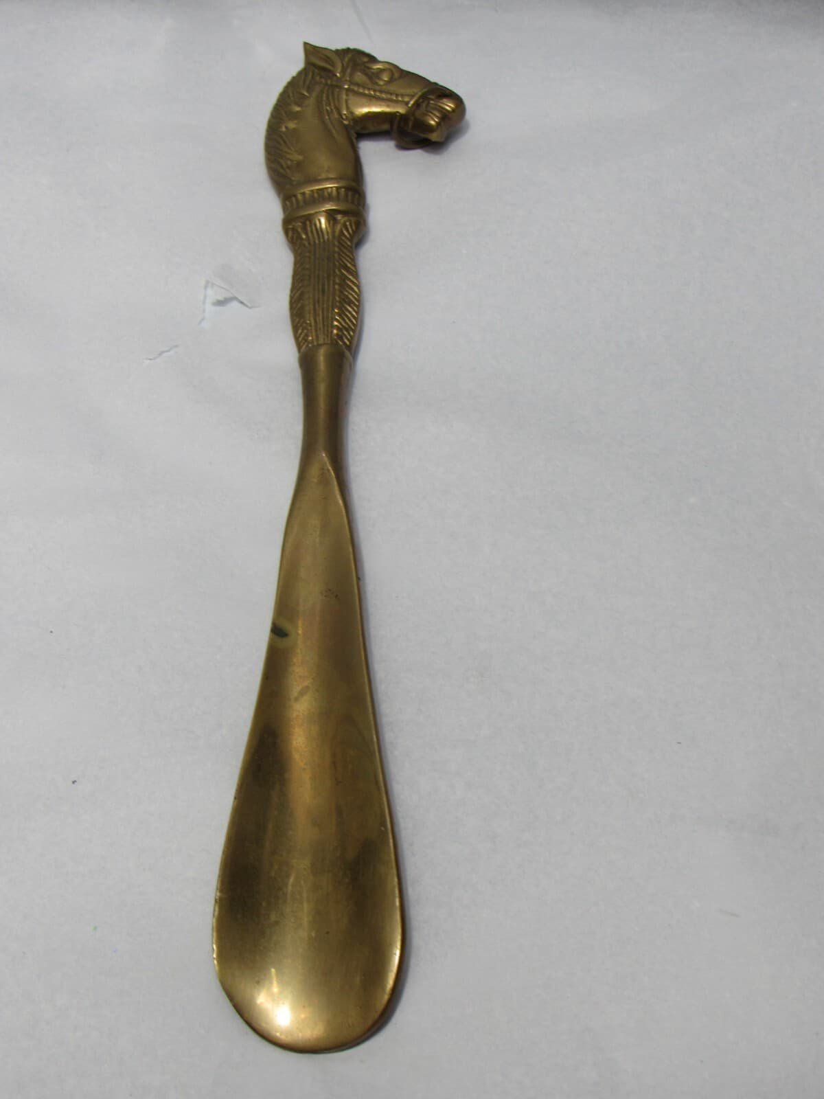 Vintage Brass Valet Accessory Shoehorn Horse Head 10" Long Equestrian (N31M) - Thumbnail 2