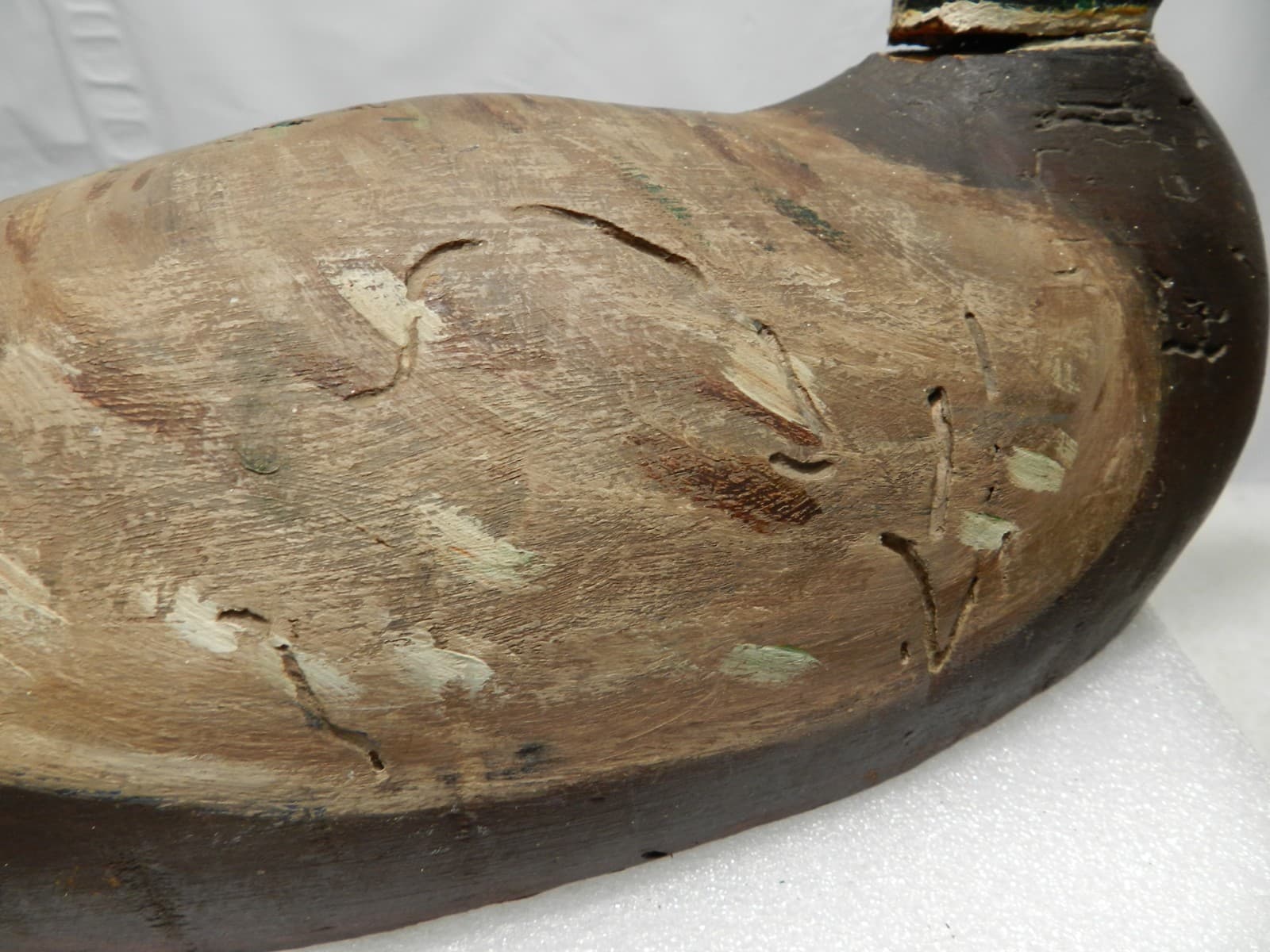 Antique Primitive Weathered Wooden Mallard Duck Decoy 17" Folk Rustic (I93S) - Thumbnail 13