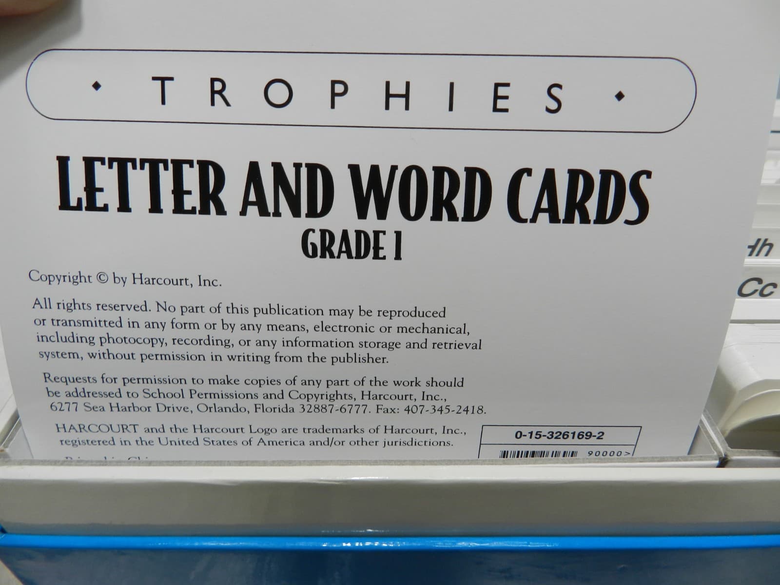 Harcourt School Publishers Trophies - Letter & Word Cards Grade 1 (E28J) - Thumbnail 3