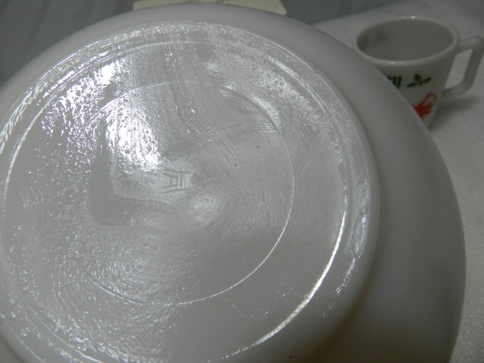 Vintage Hazel Atlas Milk Glass Christmas Egg Nog Set Punch Bowl And 6 Mugs E26J - Thumbnail 19