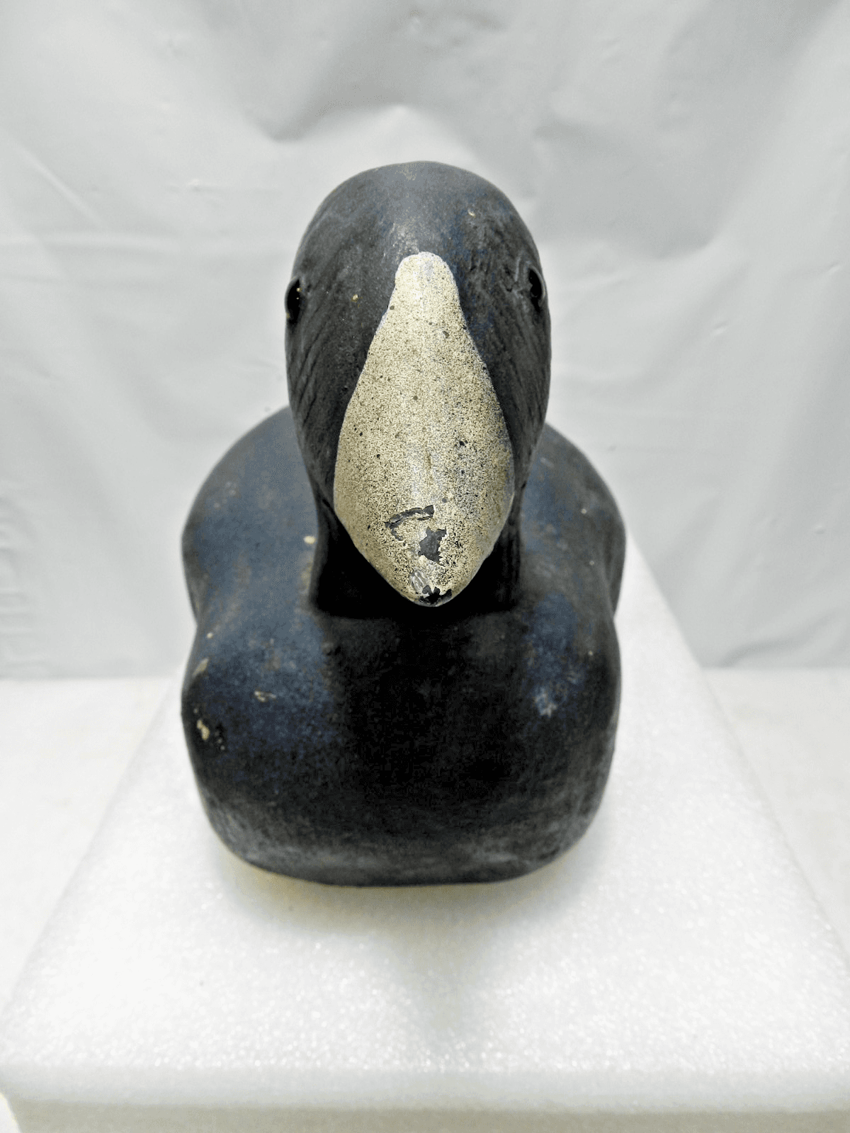 Antique Primitive Wood Carved Coot Duck Decoy w/Glass Eyes Folk Art 12" (I94S) - Thumbnail 3
