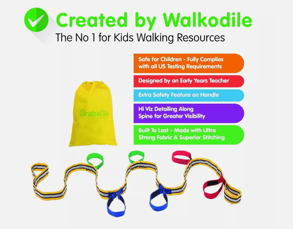 2 Pre School Walking Ropes Walkodile Grab & Go Children's Walking Rope N32M - Thumbnail 7