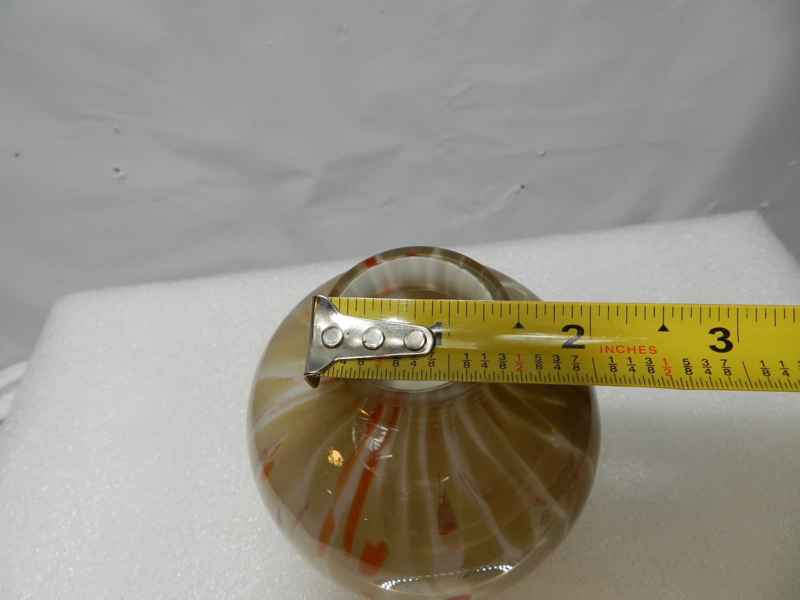 Vintage Art Glass Blown Brown Cream Red Speckled 4" Bud Vase (M3S) - Thumbnail 8