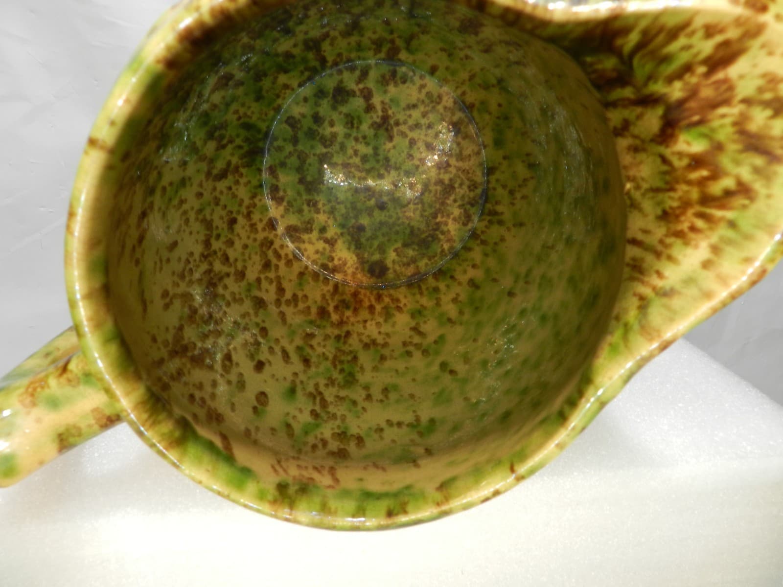 Vintage MORTON Spongeware BARREL PITCHER Spatterware Stoneware 7.5" Tall (H3S) - Thumbnail 8
