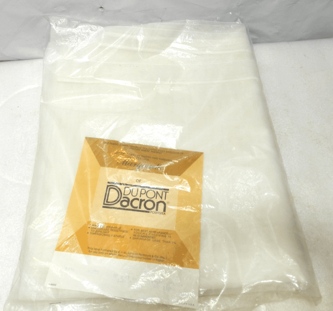 1 Pair Vintage Dacron Polyester 82" x 81" Panel Curtains Marquisette White (H5J) - Thumbnail 3