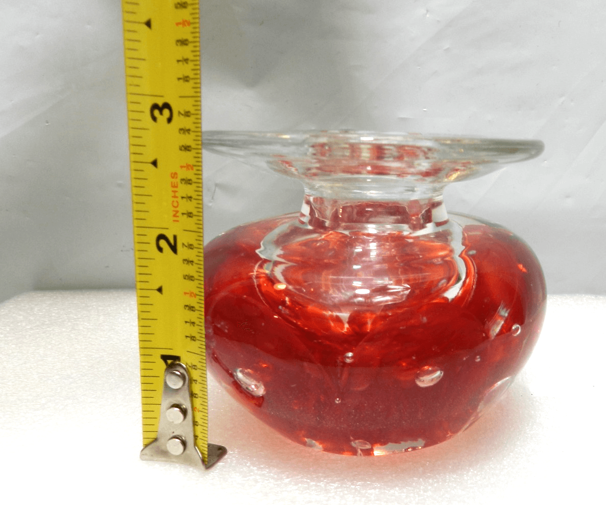 Vintage Signed Zimmerman Hand Blown Glass Bud Vase / Candle Holder 95' (I52S) - Thumbnail 10