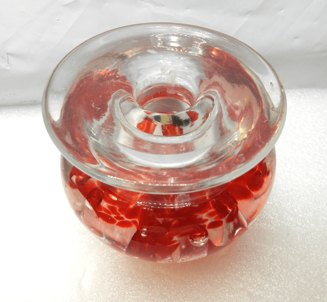 Vintage Signed Zimmerman Hand Blown Glass Bud Vase / Candle Holder 95' (I52S) - Thumbnail 3
