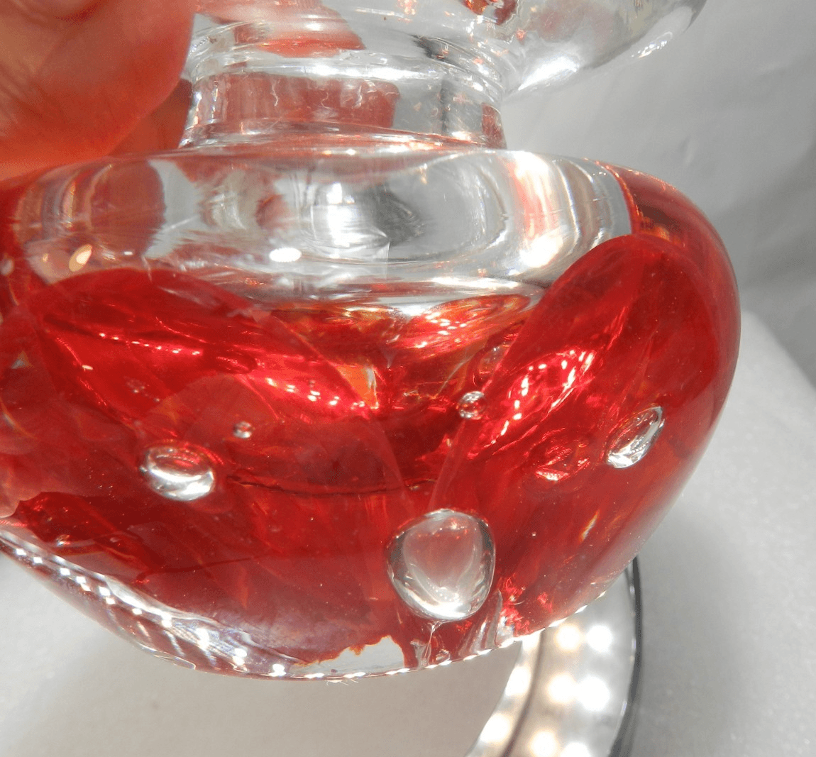Vintage Signed Zimmerman Hand Blown Glass Bud Vase / Candle Holder 95' (I52S) - Thumbnail 6