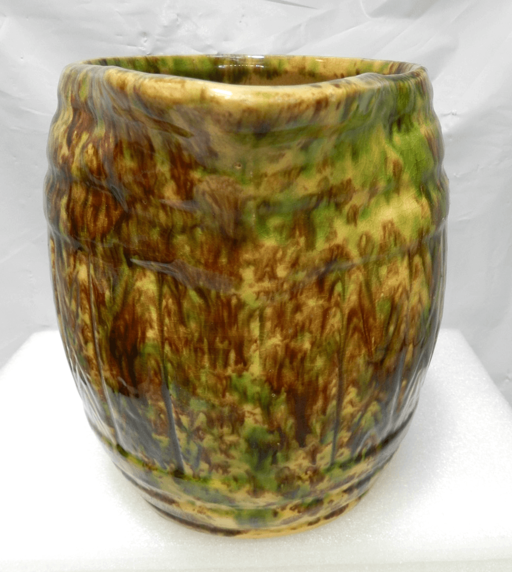 Vintage MORTON Spongeware BARREL PITCHER Spatterware Stoneware 7.5" Tall (H3S) - Thumbnail 4