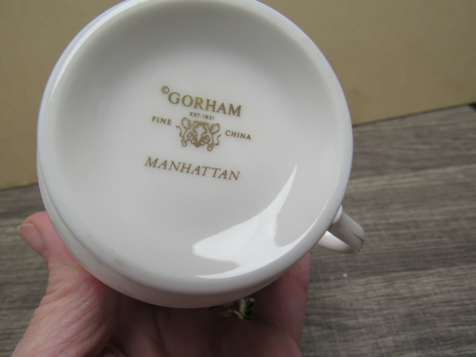 Gorham China *MANHATTAN IVORY 3 1/4" FOOTED CUP & SAUCER - Thumbnail 3