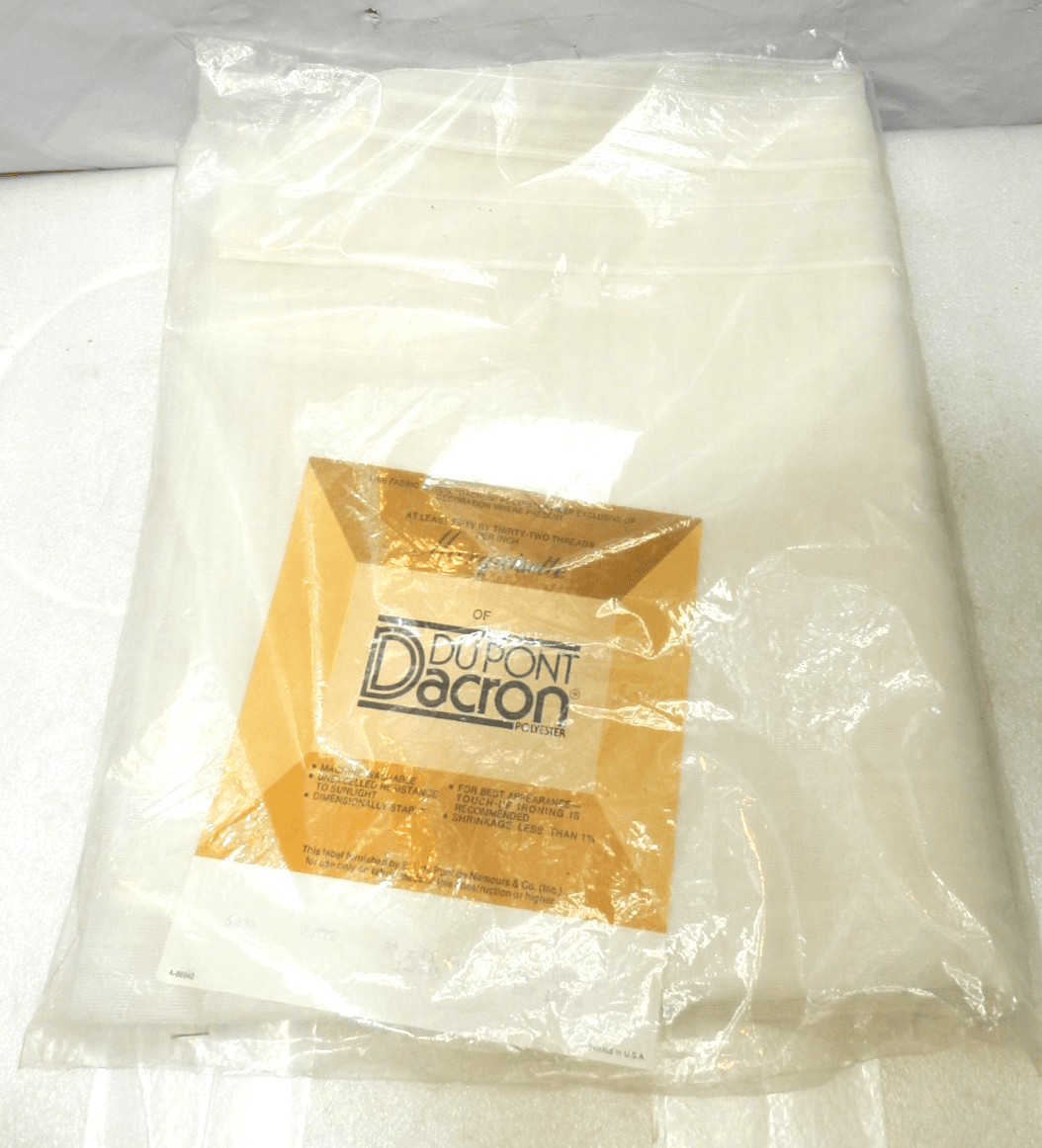 1 Pair Vintage Dacron Polyester 82" x 81" Panel Curtains Marquisette White (H5J) - Thumbnail 2