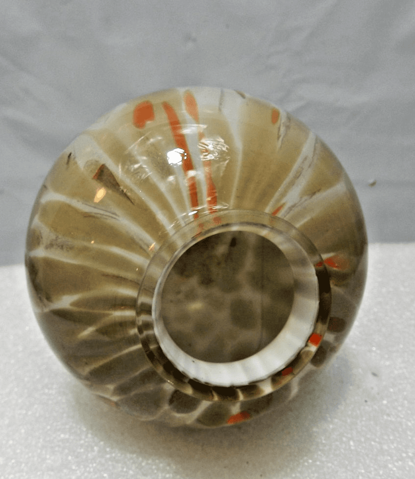 Vintage Art Glass Blown Brown Cream Red Speckled 4" Bud Vase (M3S) - Thumbnail 5