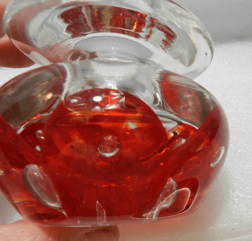 Vintage Signed Zimmerman Hand Blown Glass Bud Vase / Candle Holder 95' (I52S) - Thumbnail 5