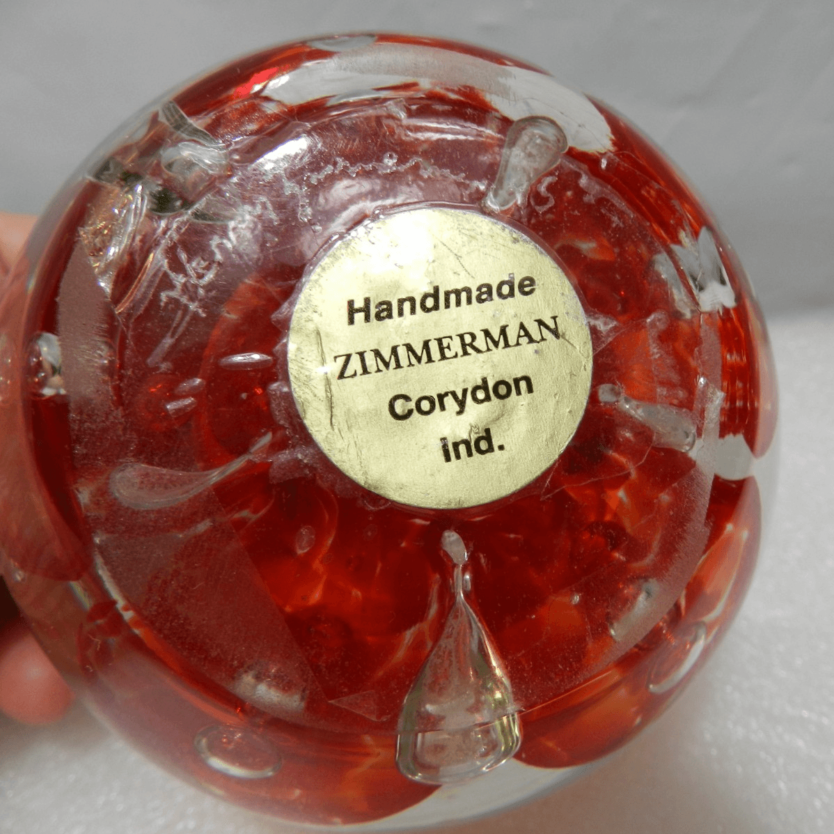Vintage Signed Zimmerman Hand Blown Glass Bud Vase / Candle Holder 95' (I52S) - Thumbnail 4