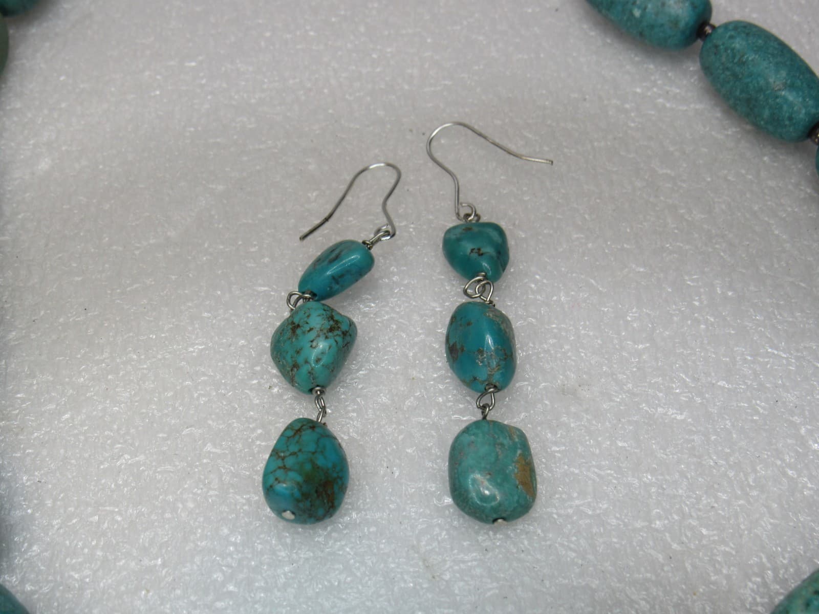 BARSE Turquoise With Silver Necklace & Earrings Set (U65JJ) - Thumbnail 4