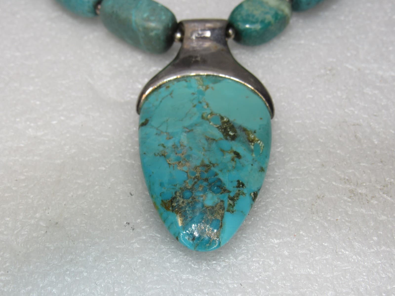 BARSE Turquoise With Silver Necklace & Earrings Set (U65JJ) - Thumbnail 2