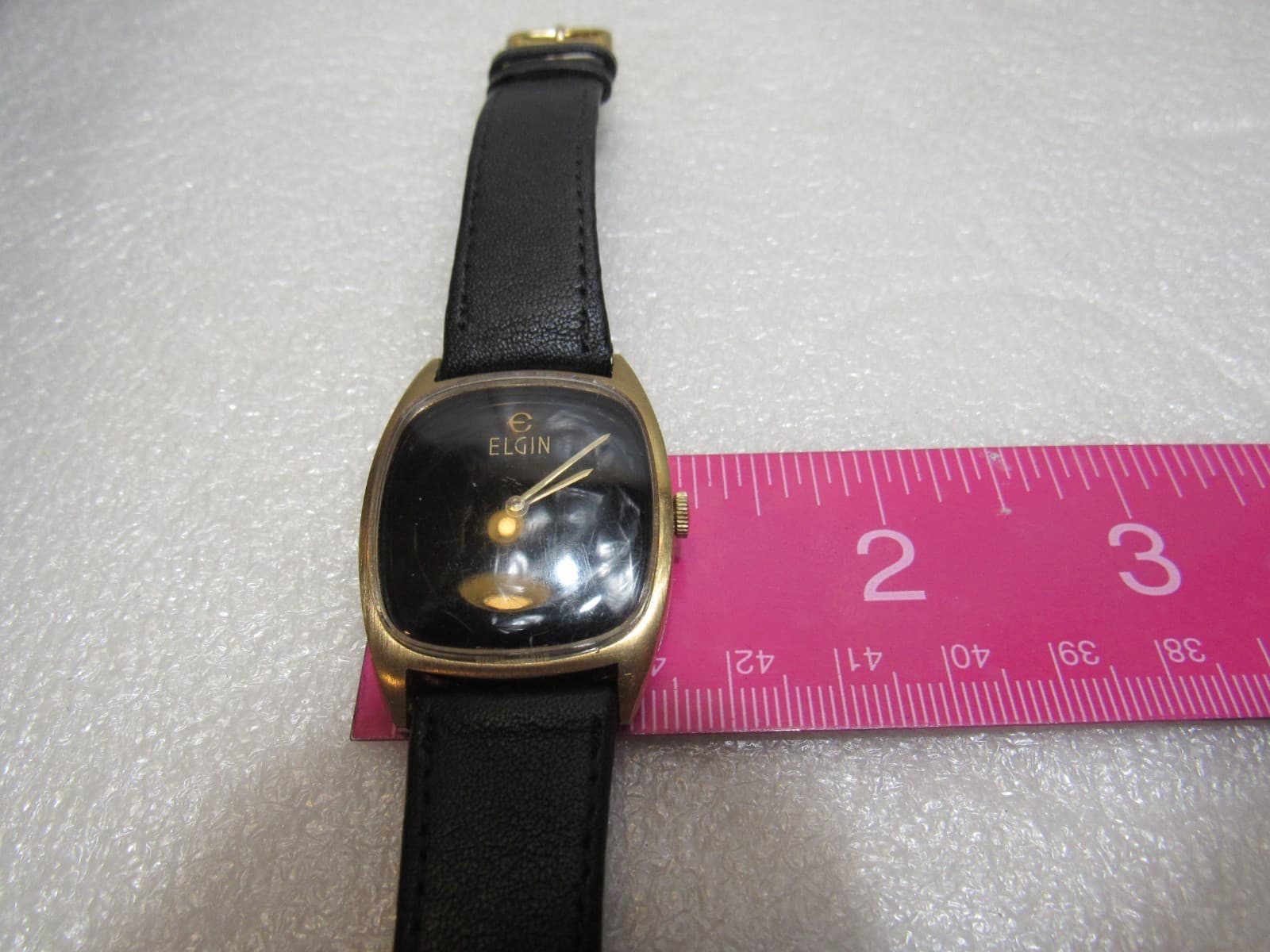 Vintage Elgin Mens Dress Black Face Wrist Watch w/ Case (U64JJ) - Thumbnail 9