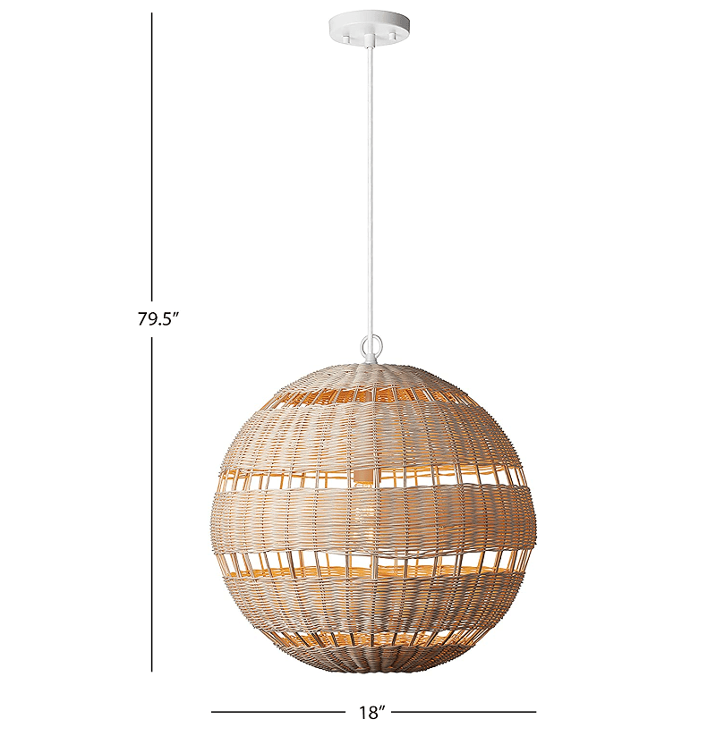 Globe Electric 61015 1-Light White Pendant w Natural Woven Twine Shade New E11K - Thumbnail 2