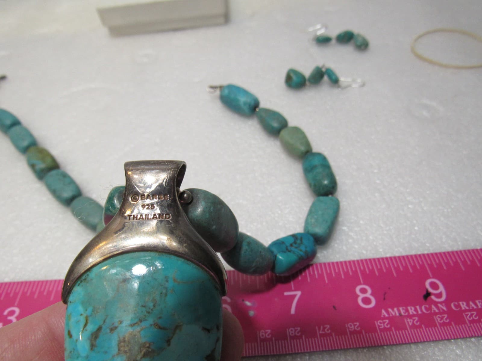 BARSE Turquoise With Silver Necklace & Earrings Set (U65JJ) - Thumbnail 9