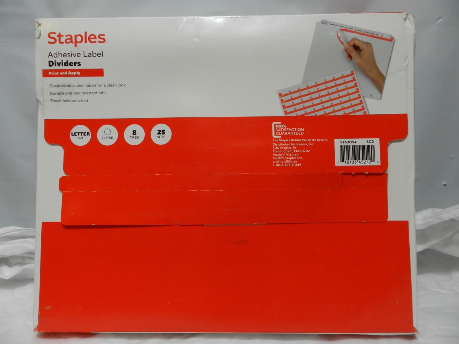 Staples Print & Apply Label Dividers, Clear , 8-Tabs, 25 Sets (ST63054) (M7K) - Thumbnail 4