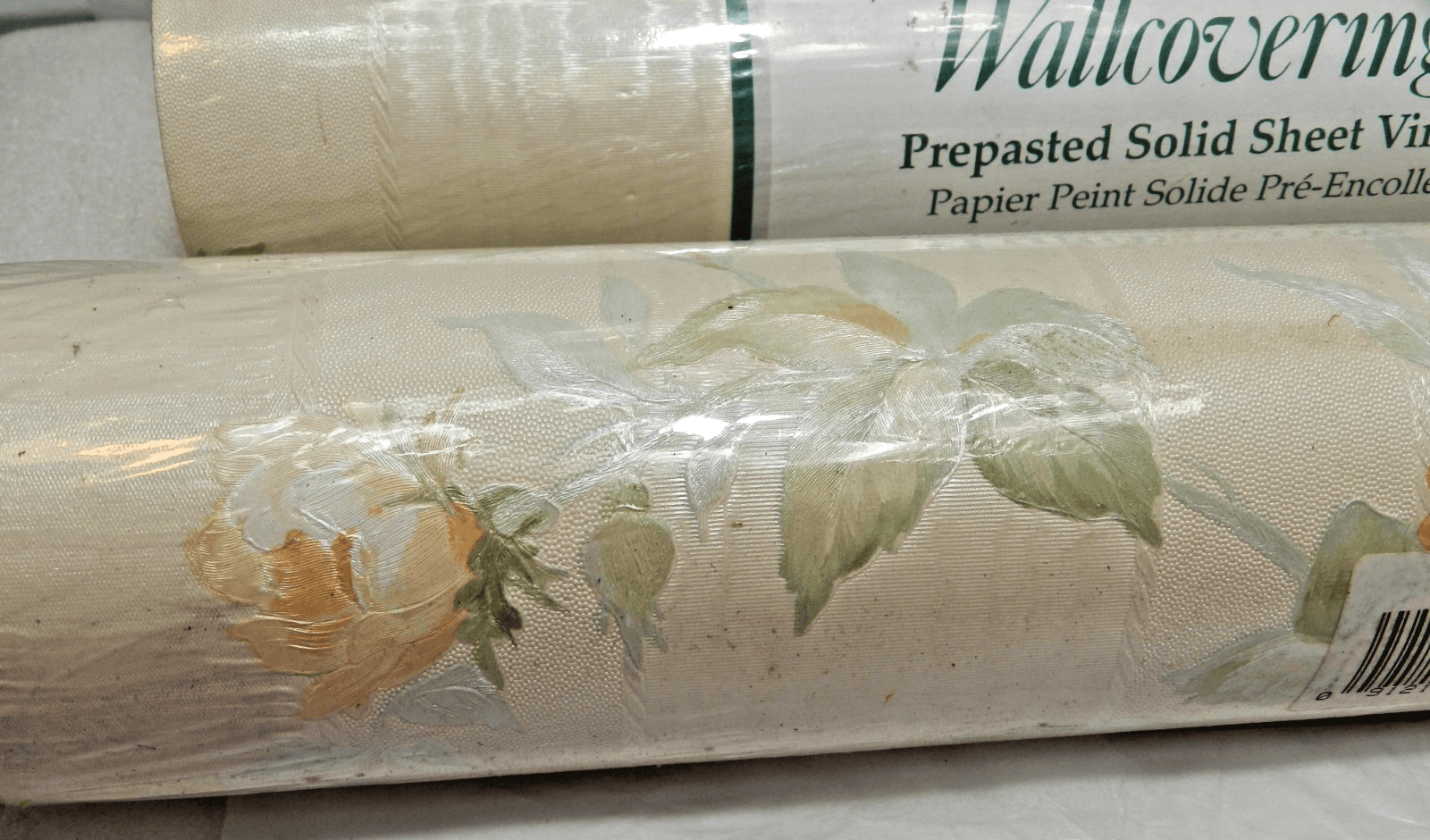 3 Brewster Wallpaper Floral Embossed Pre Pasted Vinyl Peach/Tan Vintage M11J - Thumbnail 4