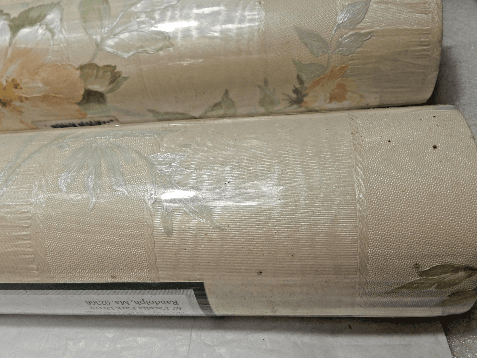 3 Brewster Wallpaper Floral Embossed Pre Pasted Vinyl Peach/Tan Vintage M11J - Thumbnail 5