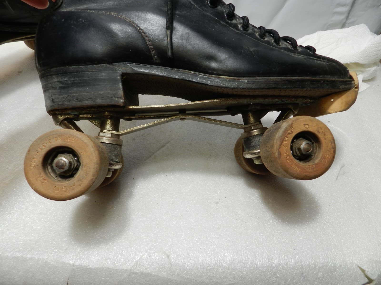 Vintage HYDE CHICAGO Black Roller Skates Men's Wood Wheels C25K - Thumbnail 9