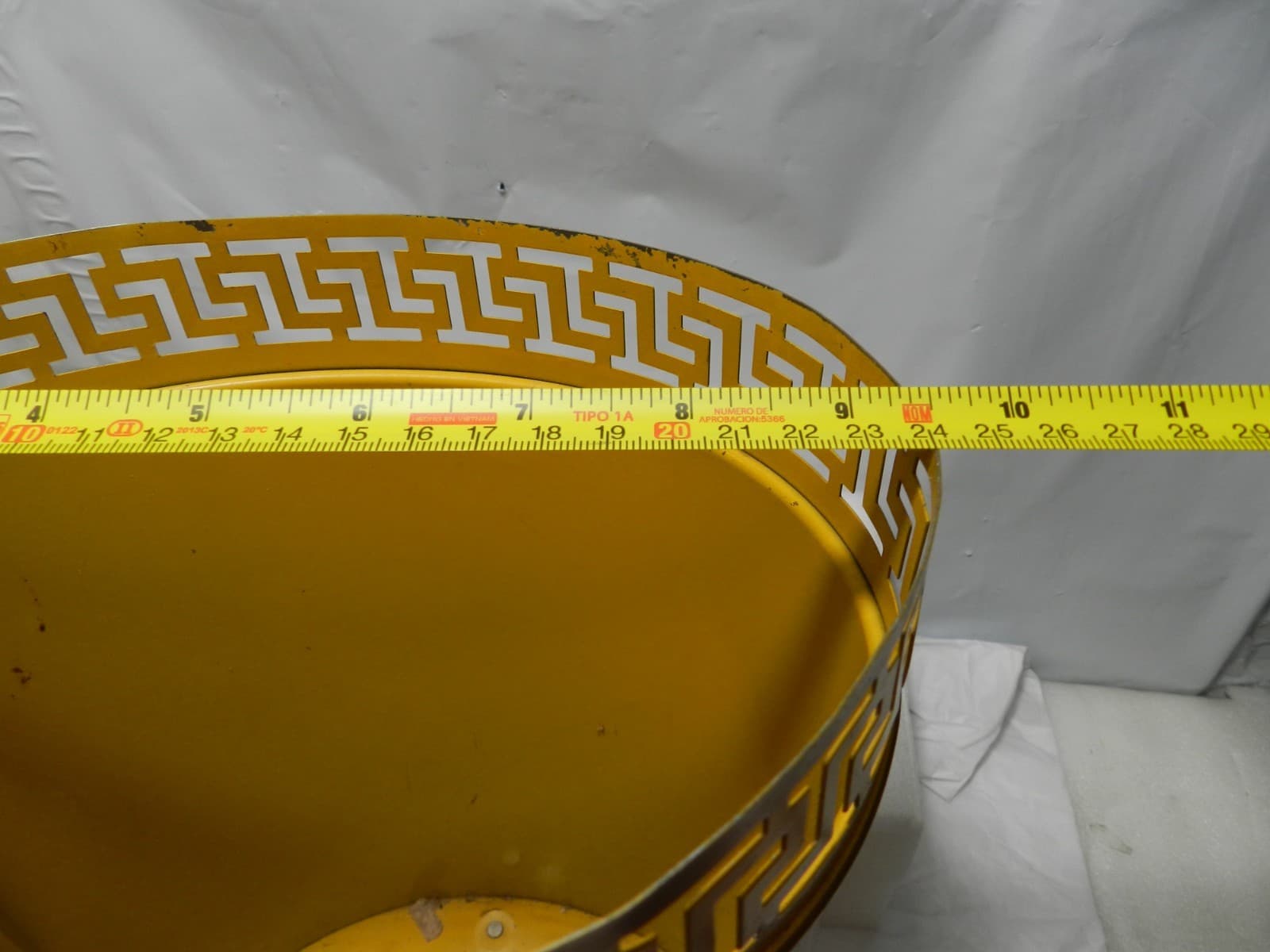 Vintage Plymouth Tole Hand Painted Metal Waste Basket MCM Floral Gold M14J - Thumbnail 10