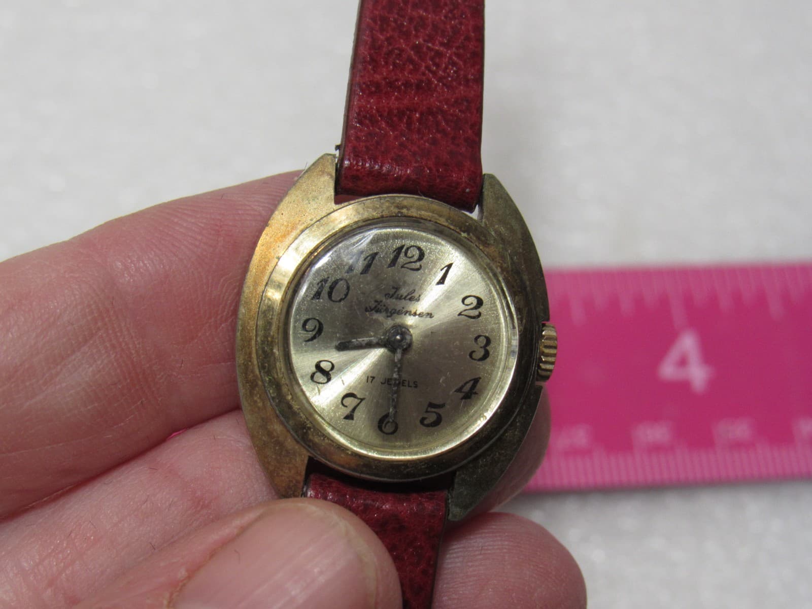 Vintage Jules Jurgensen Wrist Watch Gold Tone 17 Jewels Wind Up Womens U90J - Thumbnail 5