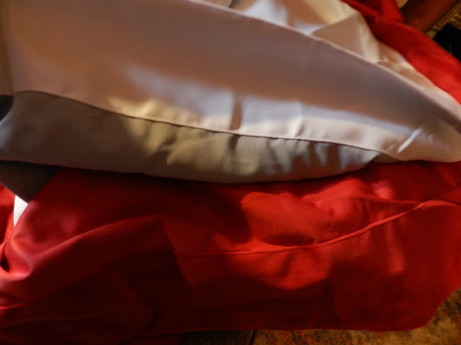 2 Soft Red Velvet Pinch Pleat Lined Curtain Panels 84”L x88”W each (E44J) - Thumbnail 9
