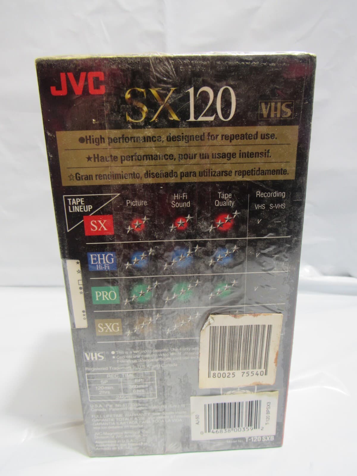 JVC 3-Pack T-120 SX and T-120 EHG VHS Tapes Sealed Pack L70K - Thumbnail 3