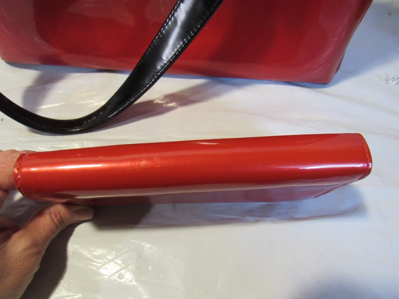 beijo Red Patent Leather handbag Tote w/ Wallet V26K - Thumbnail 12