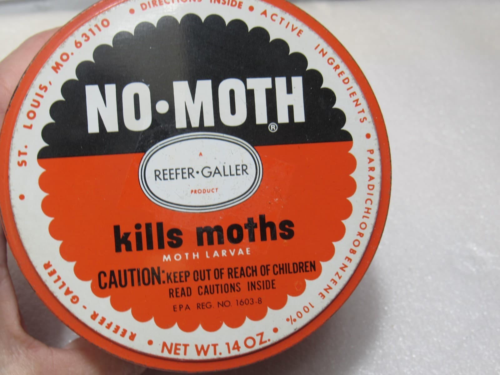 Vintage 1950's Reefer Galler No MOTH Solid Collectible Tin Can (U88JJ) - Thumbnail 2