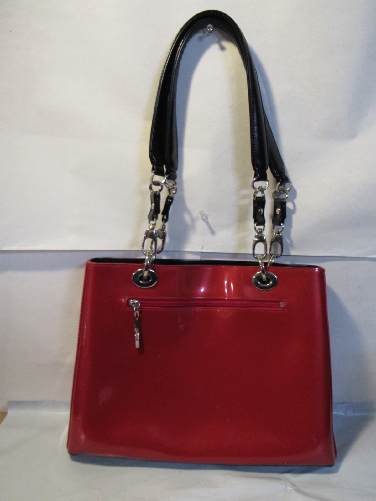 beijo Red Patent Leather handbag Tote w/ Wallet V26K - Thumbnail 4