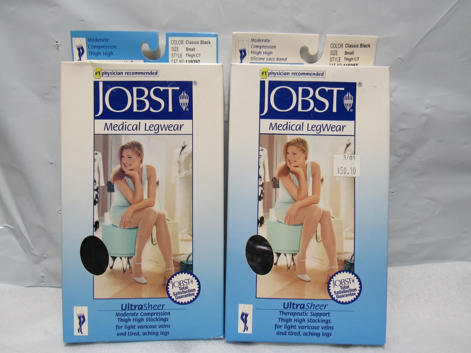 3 Jobst Ultrasheer Thigh High CT Silicone Lace Band 15 -20 mmHg SMALL Black N39M - Thumbnail 2
