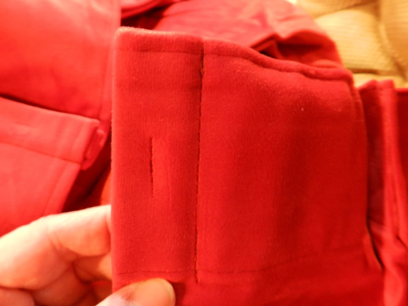 2 Soft Red Velvet Pinch Pleat Lined Curtain Panels 84”L x88”W each (E44J) - Thumbnail 5