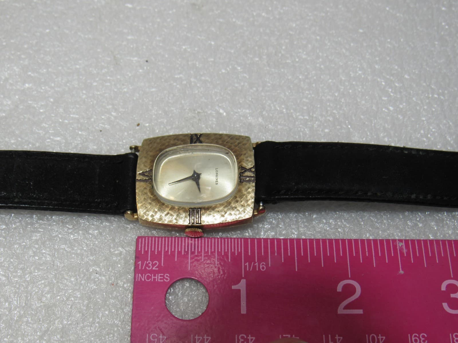Vintage Longines 370 10K Gold Filled Roman Numeral Black Band Mens Watch (U89JJ) - Thumbnail 9