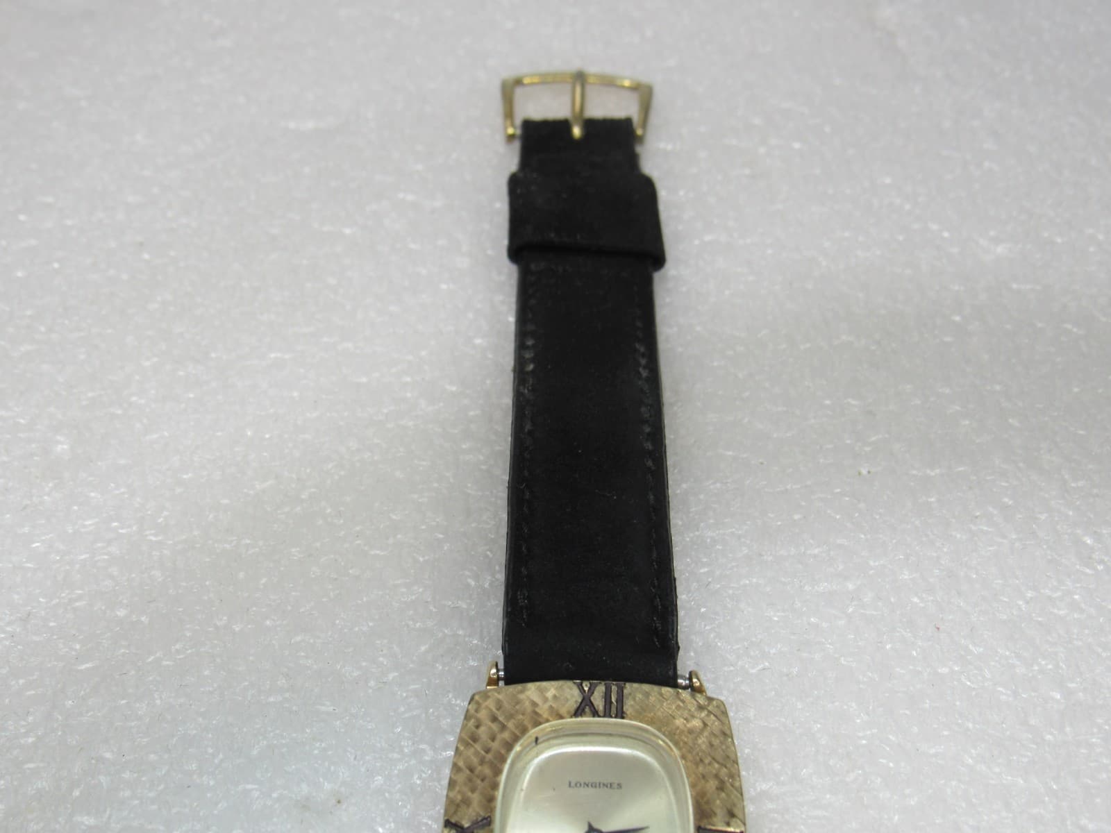Vintage Longines 370 10K Gold Filled Roman Numeral Black Band Mens Watch (U89JJ) - Thumbnail 3
