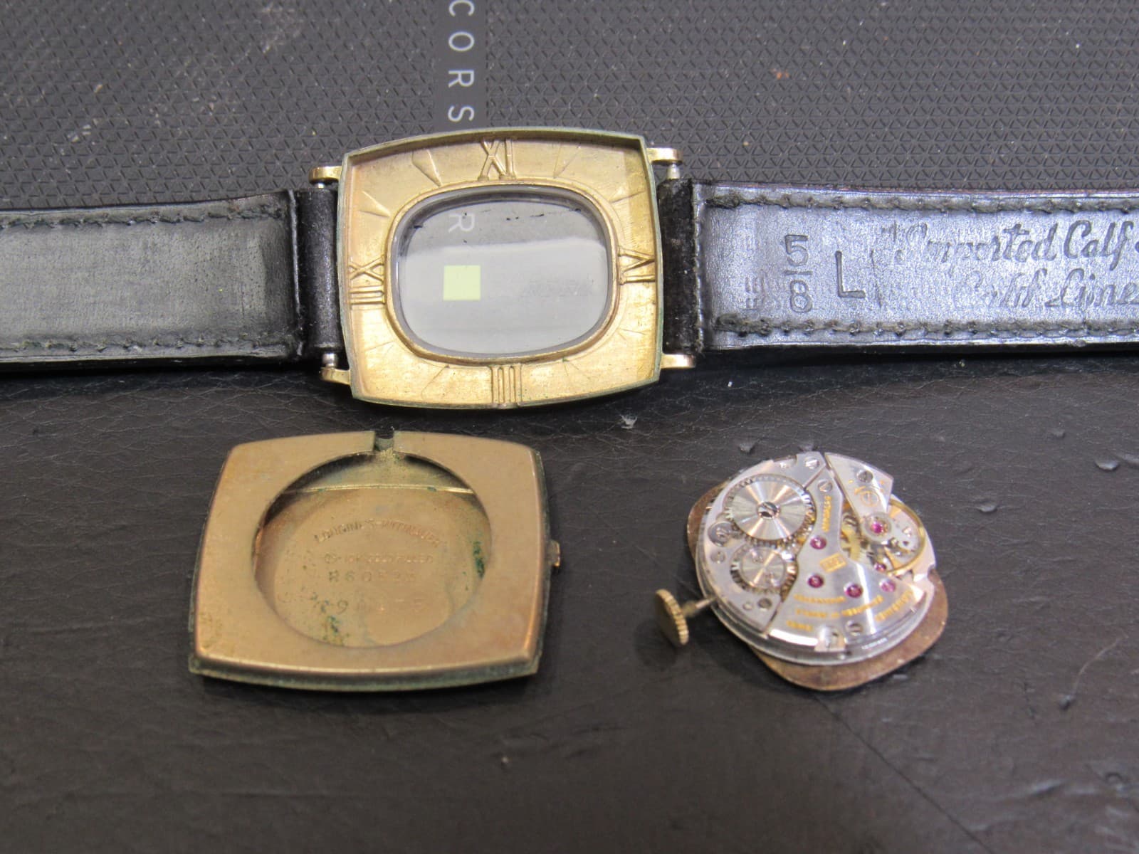 Vintage Longines 370 10K Gold Filled Roman Numeral Black Band Mens Watch (U89JJ) - Thumbnail 12