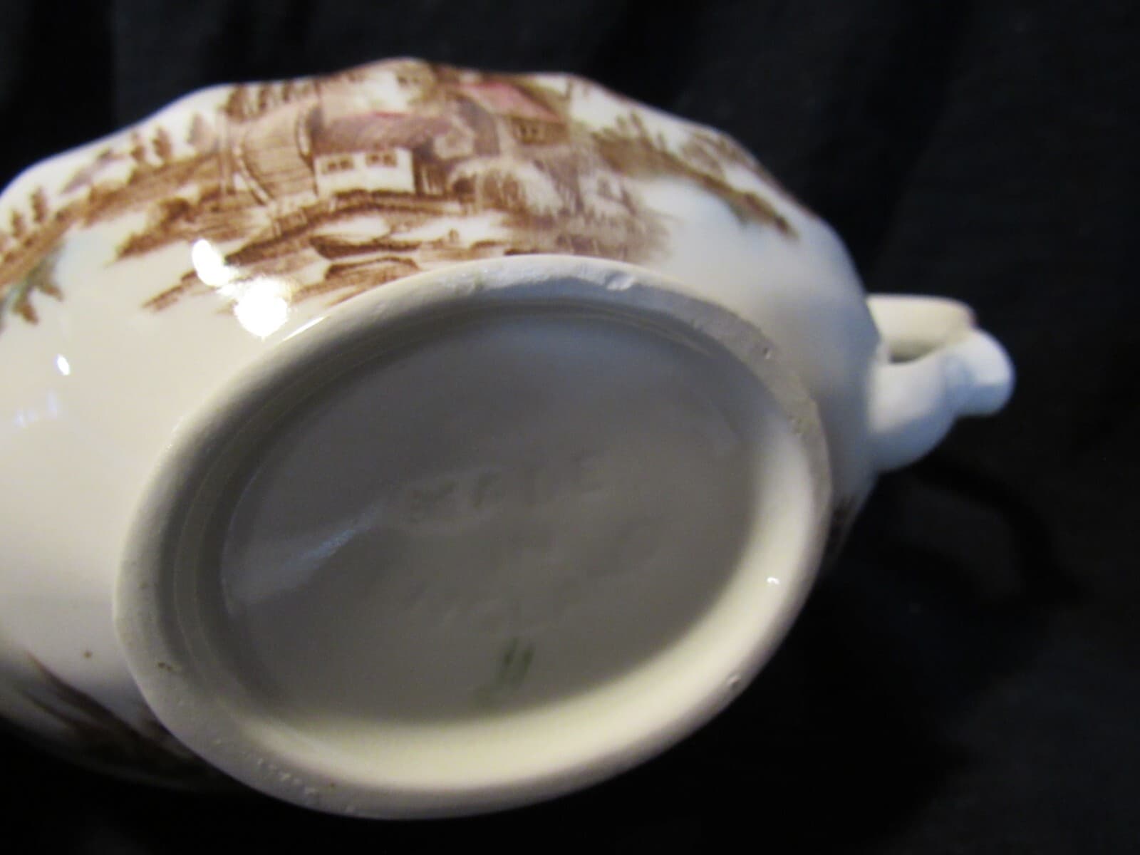 Johnson Bros “The Old Mill” Gravy Bowl and Creamer England Vintage China V50J - Thumbnail 6