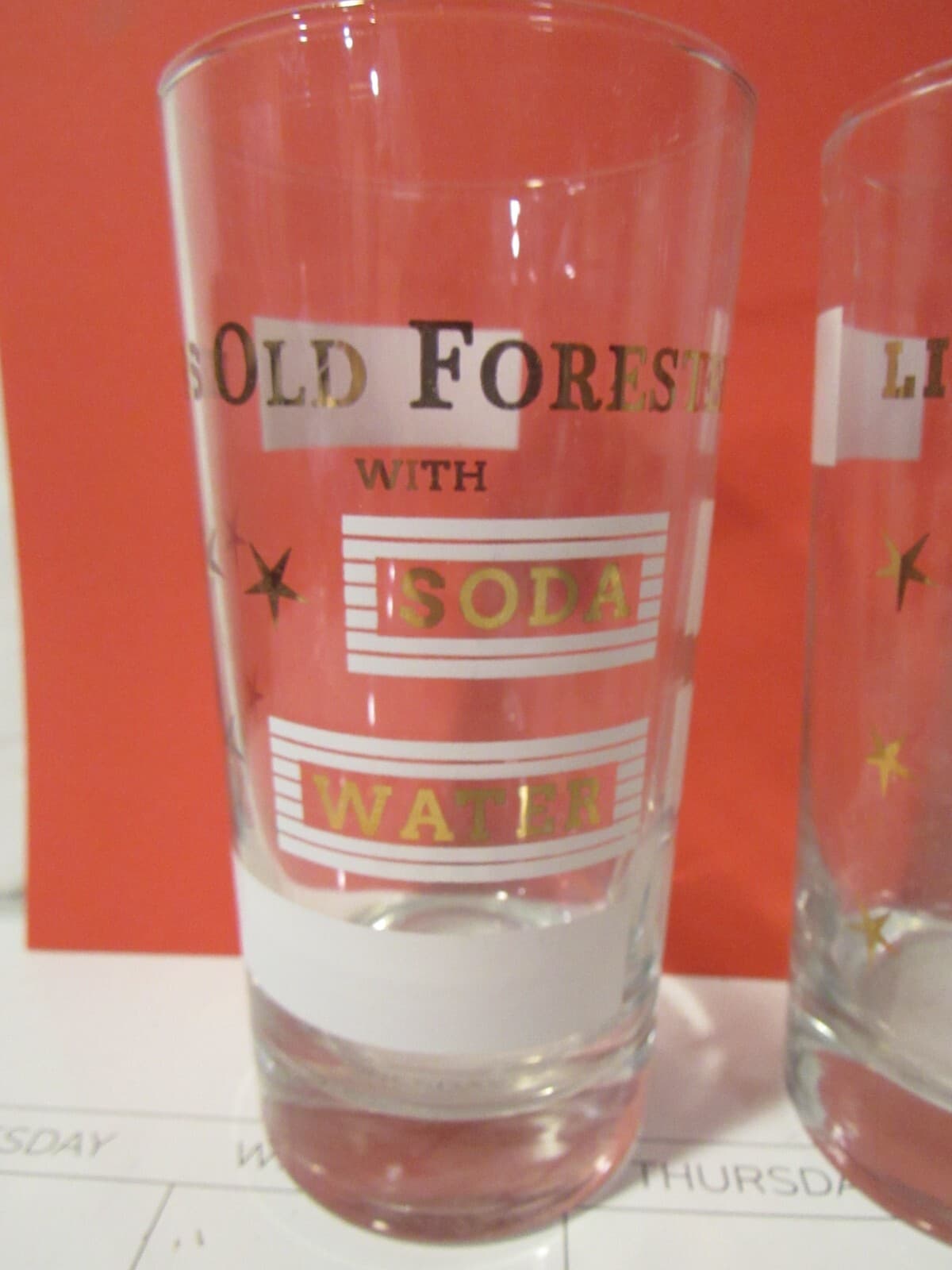 2 Vintage "Likes Old Forester with Soda Water" KY. Bourbon Barware Glasses G19M - Thumbnail 2