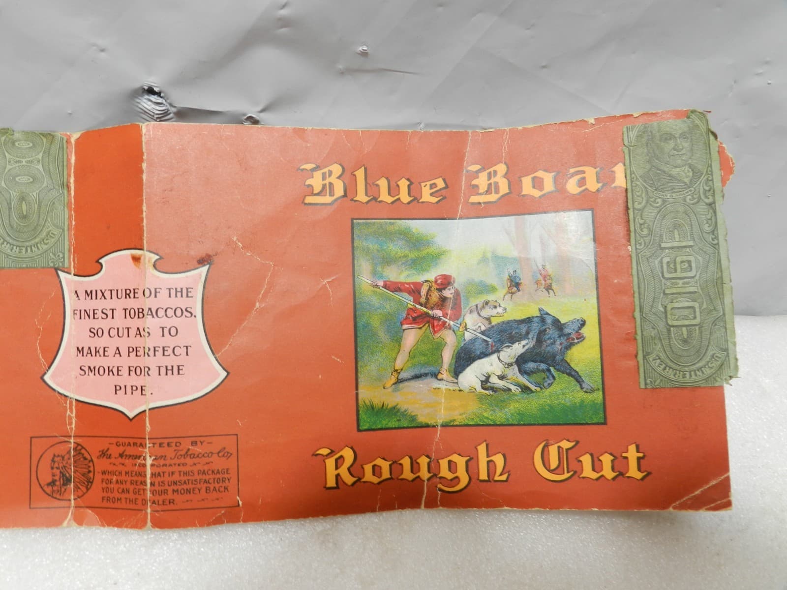 Vintage Blue Boar Tobacco Advertising Label Only Tobacciana Hunting Scene I54S - Thumbnail 6