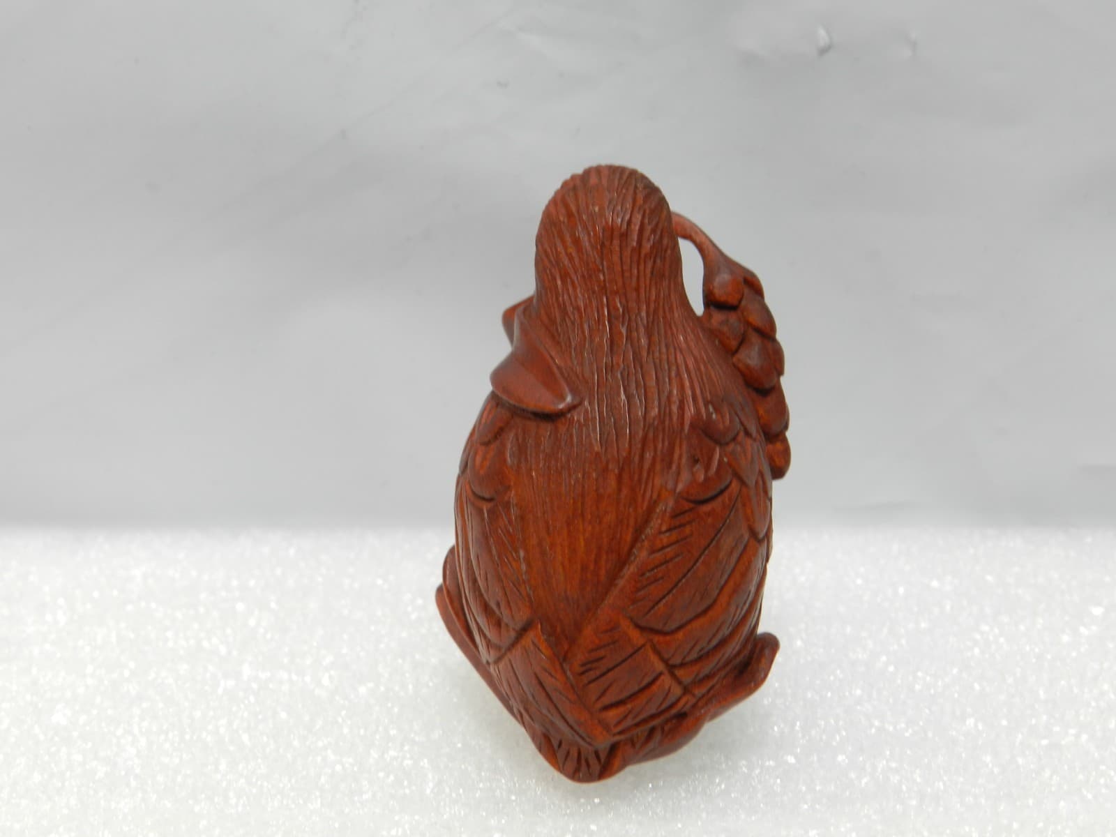 Netsuke Japanese Boxwood Hand Carved Bird w/ ear of Wheat Prosperity Signed I59S - Thumbnail 8